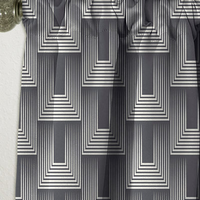 Mimimal Black And White Design I - Abstract Mid-Century Modern Blackout Curtain Single Panel
