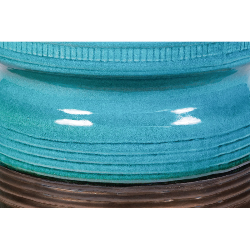 Ancaris Garden Stool, Aquamarine Gloss/Brown