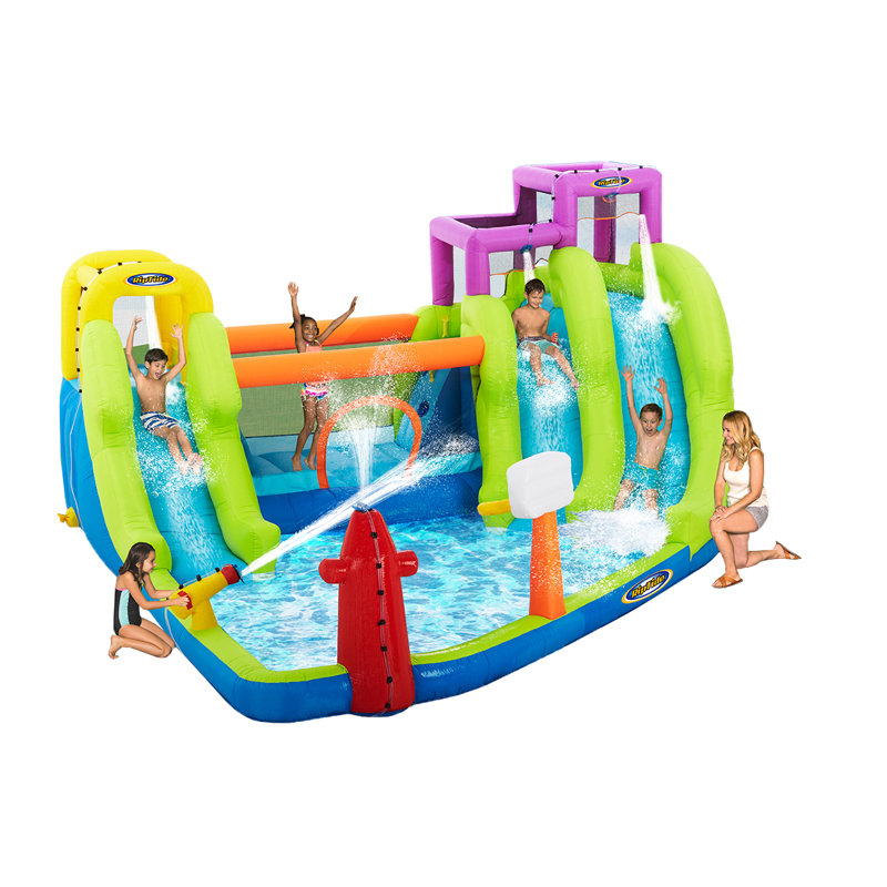 Riptide Triple Fun Inflatable PVC Water Park With 3 Slides & Obstacle Course