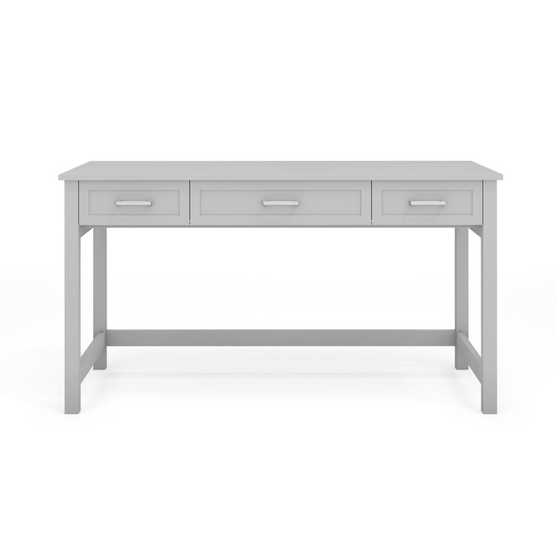 Martha Stewart Hutton Shaker Style Home Office Desk With 3 Drawers, Gray