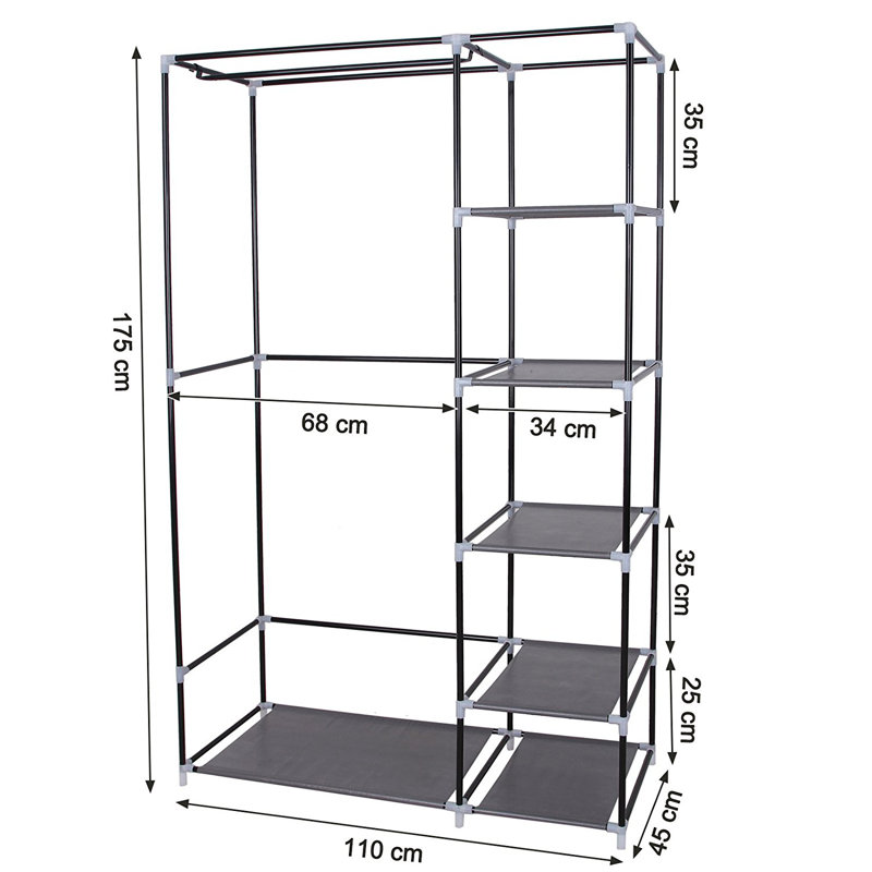 Mccary 110cm Portable Wardrobe, Grey