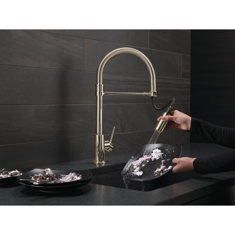 Single-Handle Pull-Down Spring Kitchen Faucet, Polished Nickel