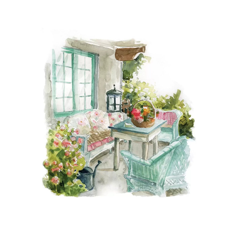 Cottage Retreat by Carol Robinson - Painting on Canvas, Wrapped Canvas, 30.48 cm H x 30.48 cm W