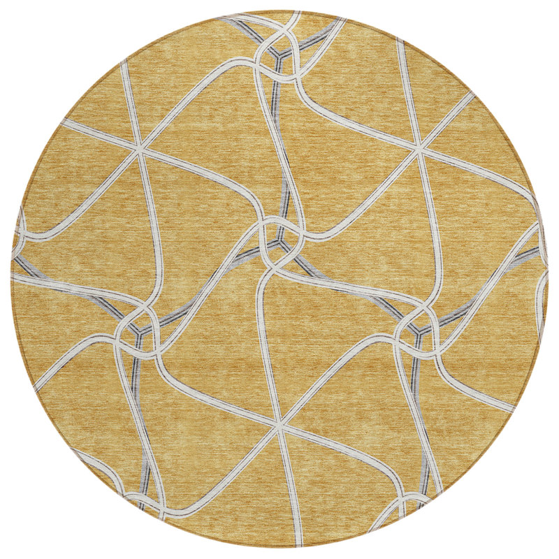  Aleg Area Rug with Non-Slip Backing, Round 8'