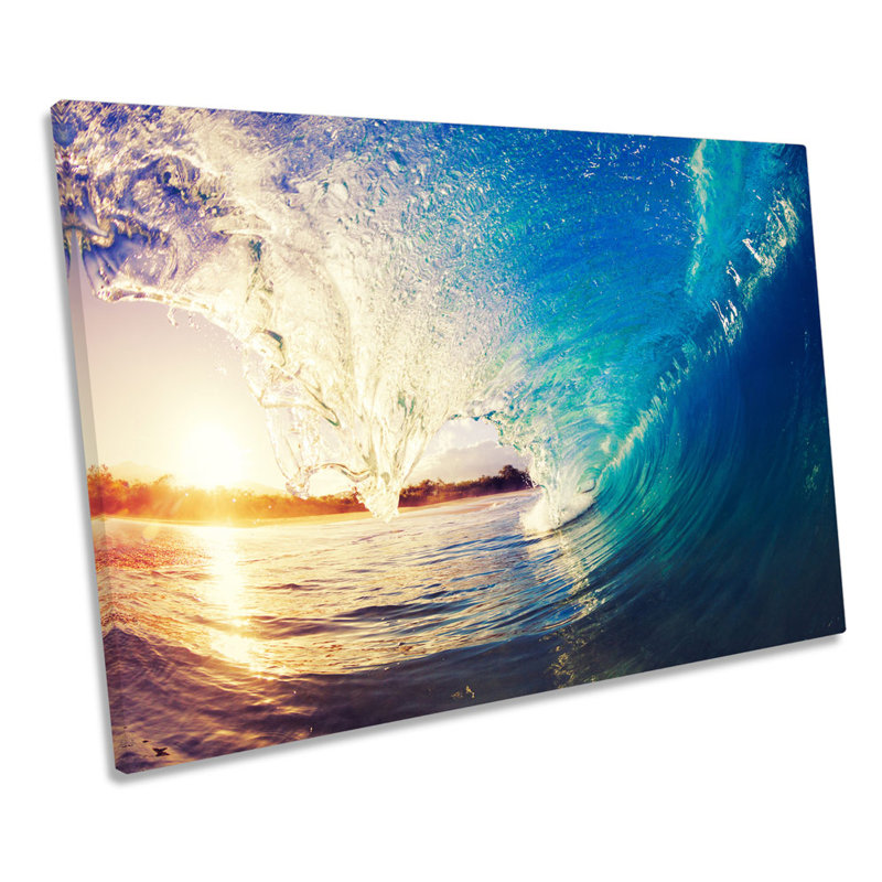 Crashing Blue Beach Wave - Wrapped Canvas Print, 30.5cm H x 45.7cm W x 2cm D
