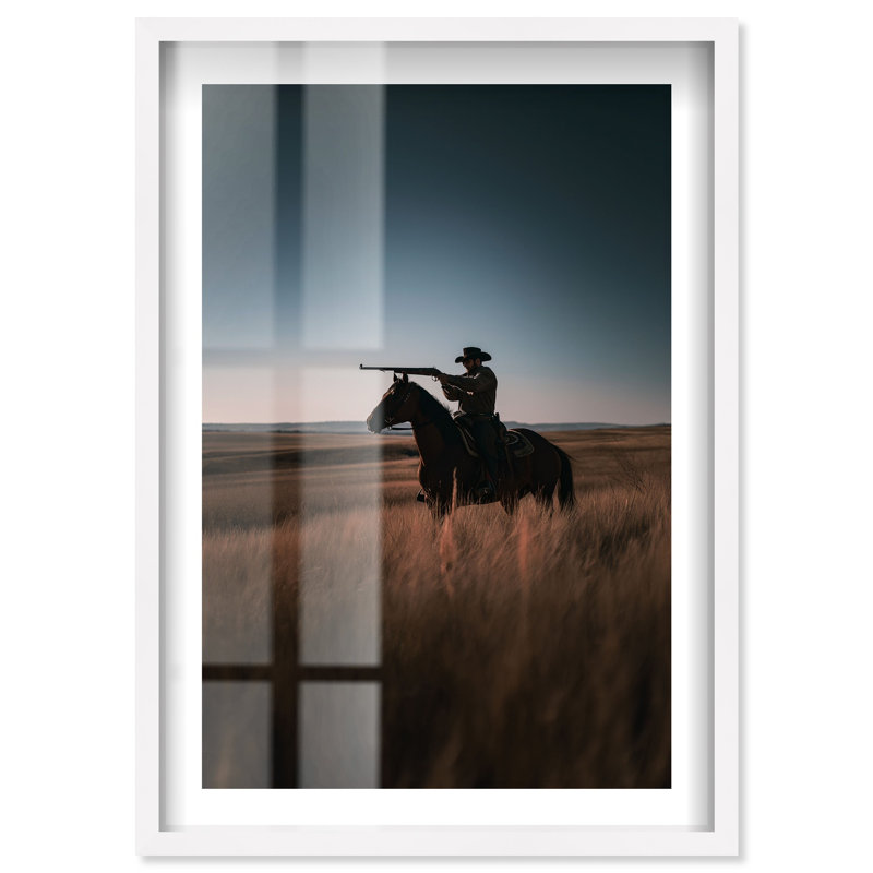 «Best Cowboy Shot Shadowbox Print Western» par Notoriart, H 55 po x l 37 po, Blanc