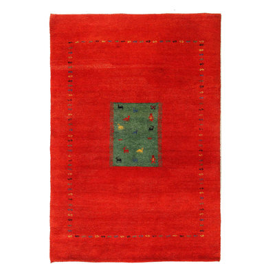 Red Fine Hand knotted Gabbeh Rug 6'3"x 9'2"