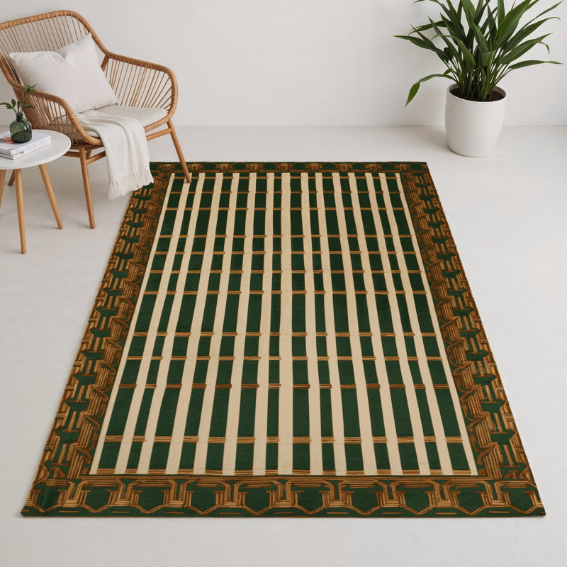 Tapis vert intérieur et extérieur ArtDeco, Rectangle 5 pi x 7 pi