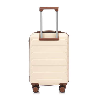 Beige 20-Inch ABS Hard Shell Carry-On Luggage with Spinner Wheels