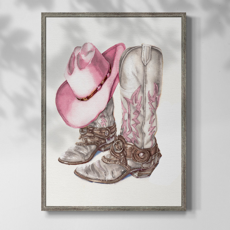 «Her Cowboy bottes», reproduction encadrée - bois massif, 11" H x 9" W
