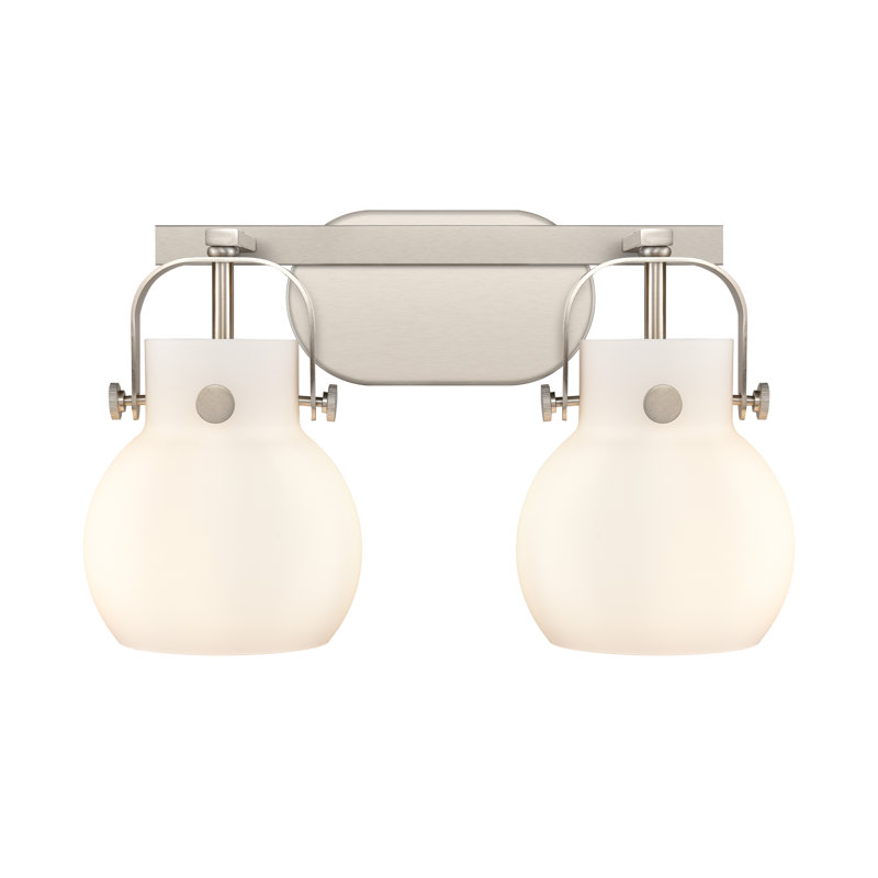 Éclairage pour meuble-lavabo mural 6 po Shueyville, Blanc, Nickel satiné, Deux lumières