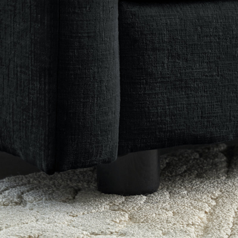 Modern Comfy Modular Loveseat 2-seat Couch Deep Seat Sofa Set For Living Room, Black Chenille