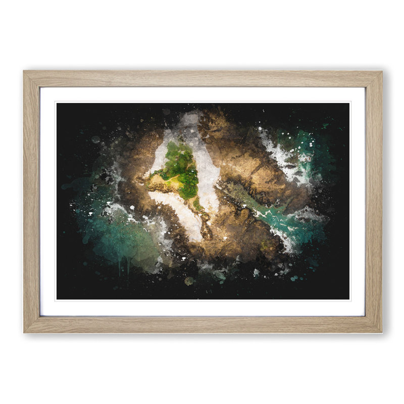 Samara in Costa Rica Paint Splash - Picture Frame Graphic Art, 36cm H x 48cm W x 2cm D, Oak Framed