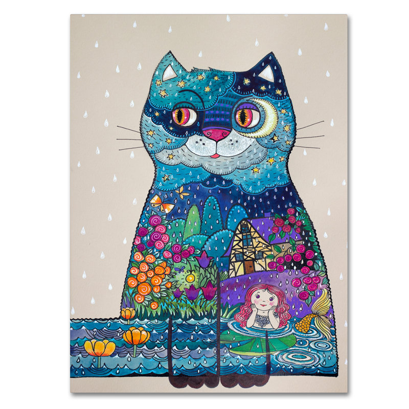 « night cat iii », reproduction d’impression sur toile tendue, H 19 po x l 14 po