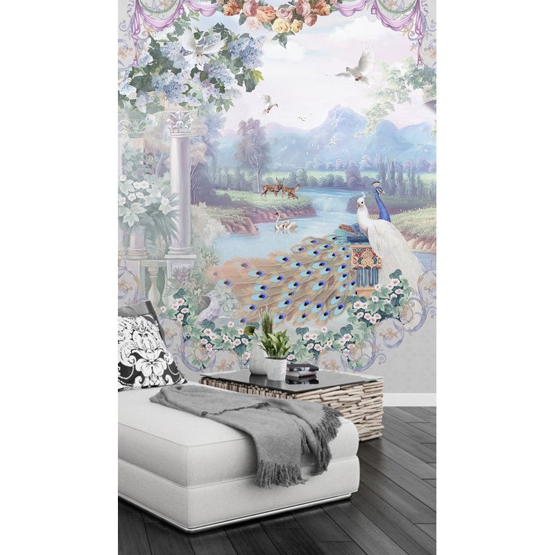 Animal Print;Floral Wall Mural, 9.5' L x 17' W