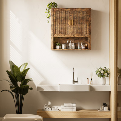 Bathroom Storage Cabinet With Adjustable Shelves, Over The Toilet Organizer For Laundry Room, Kitchen & Living Room, Medicine Cabinet With Wood Doors