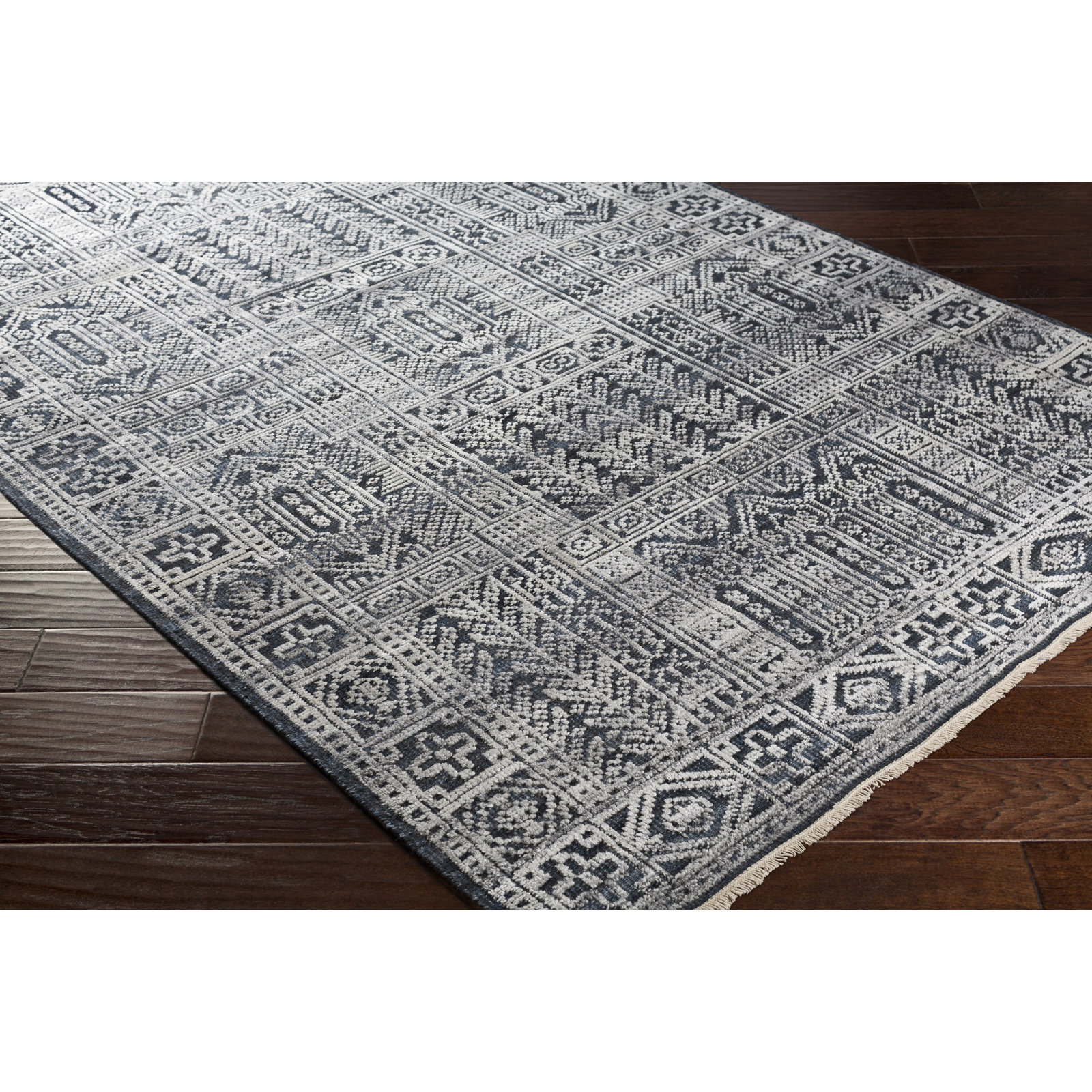Indrakumar Dark Blue Hand-Knotted Rug, Rectangle 2' x 3'