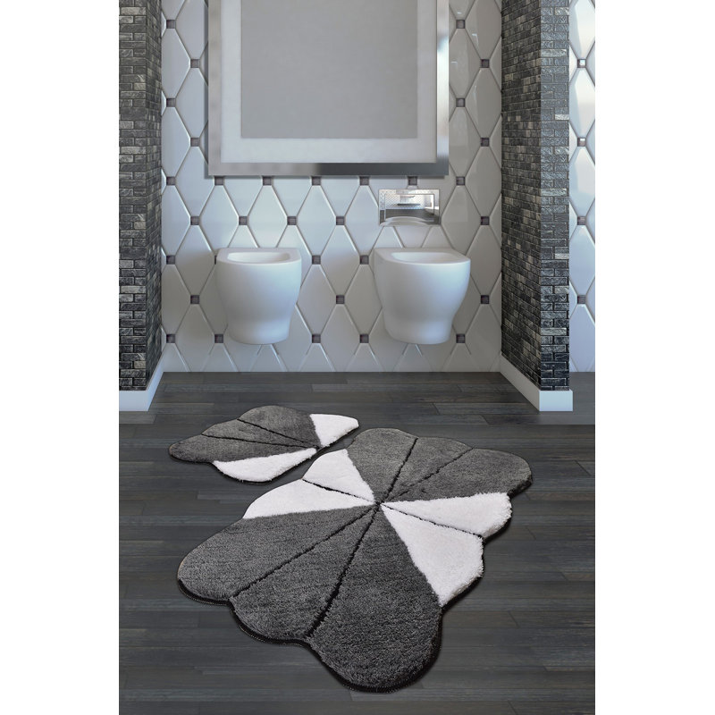 Ensemble de tapis de bain en acrylique (2 pièces) antibactérien et antidérapant, 19,7 po x 23,6 po et 23,6 po x 39,4 po | 100% acrylique, hauteur des poils: 0,7 à 1,2 po | Lavable à la machine, doux et durable pour le décor de votre salle de bain