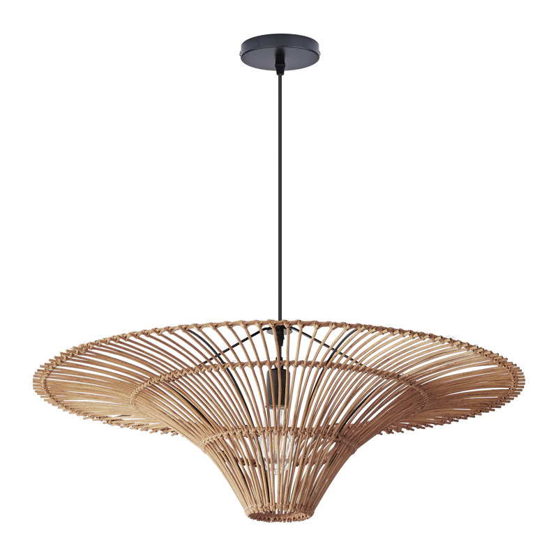 Evren 1-Light Rattan Pendant Chandelier for Dining Room, 11.81'' H x 39.37'' W x 39.37'' D