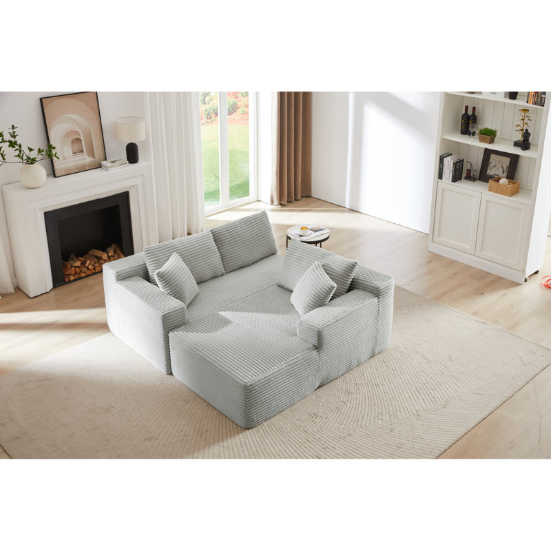 Canapé modulaire en L avec siège profond, sans assemblage requis, canapé modulaire pour salon, chambre à coucher, appartement, gris clair