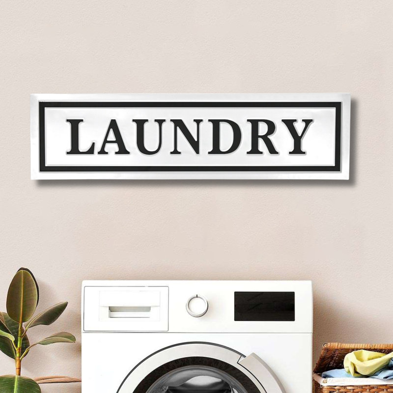 Décoration murale en métal galvanisé The Wording Laundry, Blanc