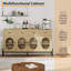 Buffet 62 "avec 4 portes en verre et 3 tiroirs, bois