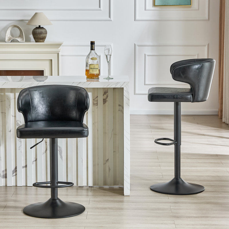 Tabourets de bar modernes réglables, cuir ciré à l'huile, pivotant à 360 ° pour la cuisine et la salle à manger