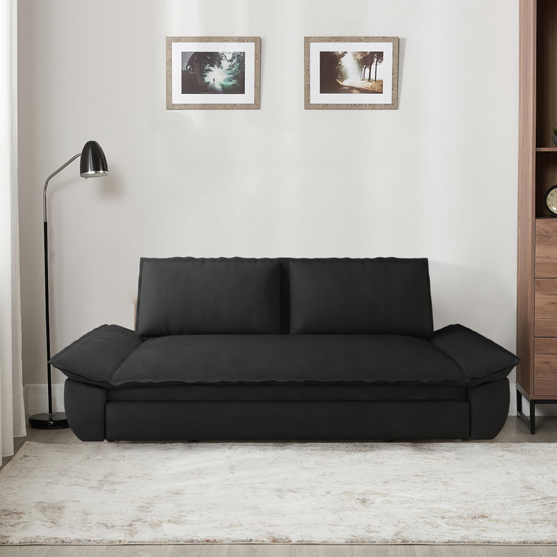 70.1" Queen Pull Out Sofa Bed, Black