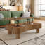 Table basse à plateau relevable en noyer pour le salon avec rangement caché, élévateur hydraulique et coins de sécurité | Idée de cadeau