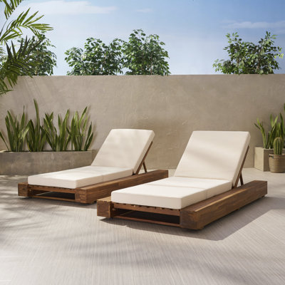 Tomalin Outdoor Wood Chaise Lounge