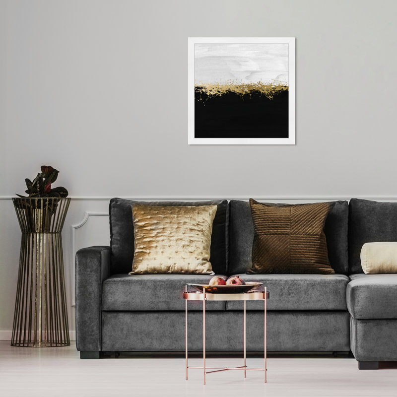 Photographie abstraite noire et blanche aux tons abstraits scandinaves pour le salon, H 18 po x l 18 po, Cadre blanc