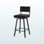 Ensemble de 2 tabourets de bar pivotants revêtus de tissu noir Carter