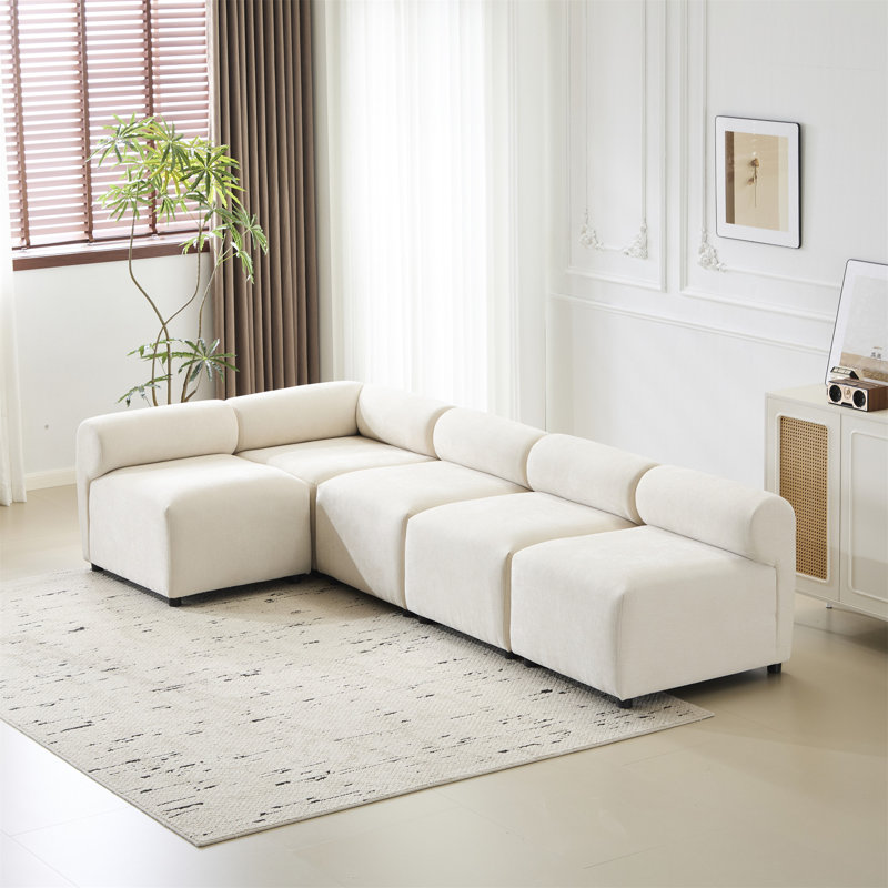 Canapé modulaire en L de 109 po pour salle de séjour Evelyn, H 27 po x l 109 po x P 57 po	