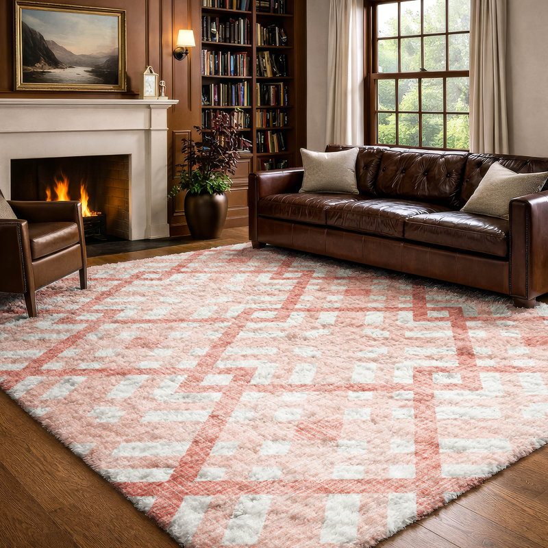Tapis à poil long de qualité supérieure lavable à la machine ADS616, Salmon, 3' x 5'