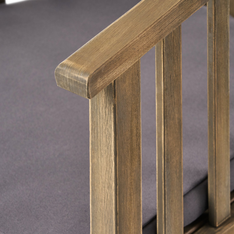 Chaises d'extérieur gris foncé avec coussins en cachemire, fabriquées en bois pour une expérience de rembourrage de salle à manger, impression durable