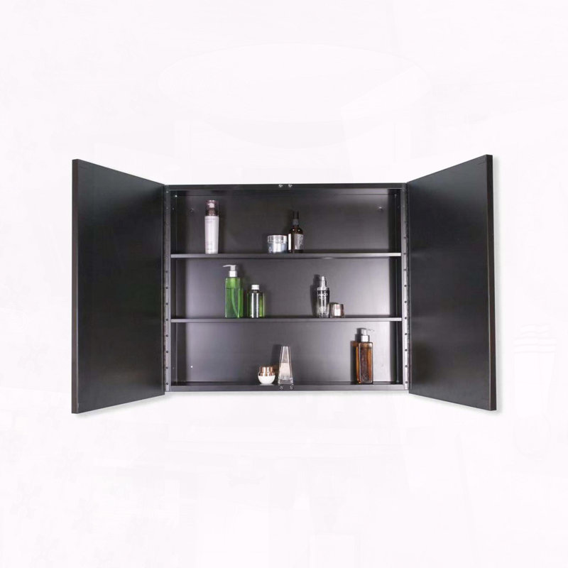 Armoire Ã  pharmacie avec cadre en mÃ©tal noir de 26 x 30 pouces, offrant un grand espace de rangement et une fermeture magnÃ©tique