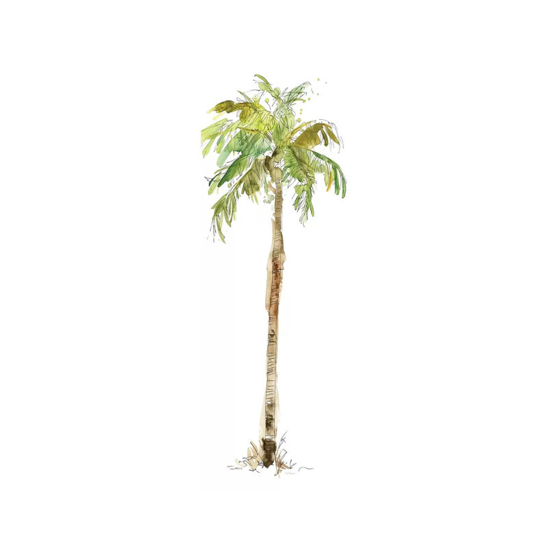 Washed Palm II by Carol Robinson - Panoramic Painting on Canvas, Wrapped Canvas, 30.48 cm H x 91.44 cm W x 1.91 cm D