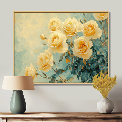 Sunlit Roses of Summer Bloom II - Roses, art mural sur toile