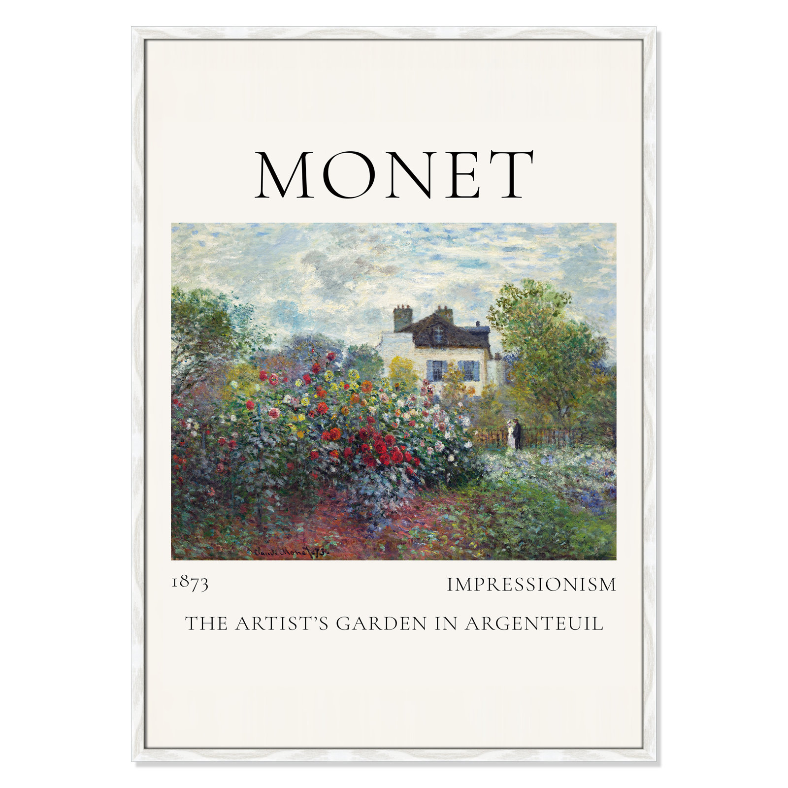 Rocchetto "Artists Garden in Argenteuil" Print, White Single Picture Frame, No, 41.5" H x 29.5" W x 0.75" D