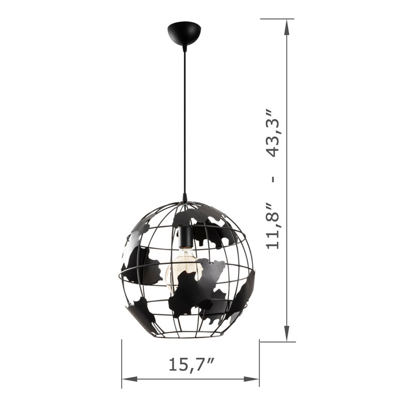 Luminaire suspendu simple sphère 1 lumière Akram