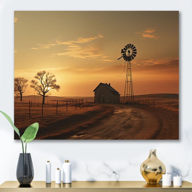 Wind Turbines Industrial Landscape I - Wind Turbines Wall Art, Toile tendue, H 12 po x l 20 po x P 1 po