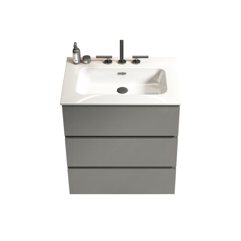 Meuble-lavabo pour salle de bain - Rangement, couloir silencieux, lavabo blanc, pré-assemblé, autoportant, drain de robinet sans robinet lisse, lavabo,