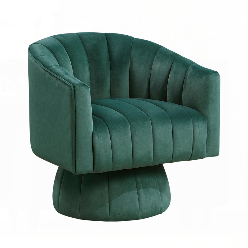Fauteuil demi-tonneau en velours, Vert foncé