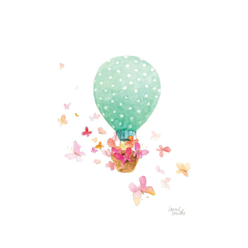 Montgolfière avec papillons par Lanie Loreth - Giclée sur toile tendue avec châssis, H 40 po x l 26 po x P 1,5 po