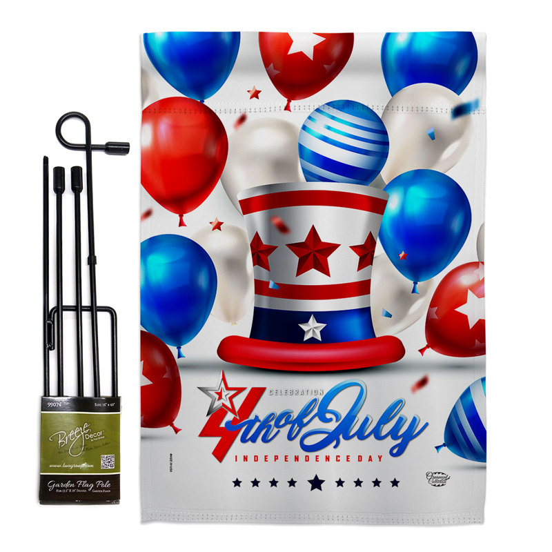 Double Sided 18.5'' H x 13'' W Polyester Independence Day Flag Set