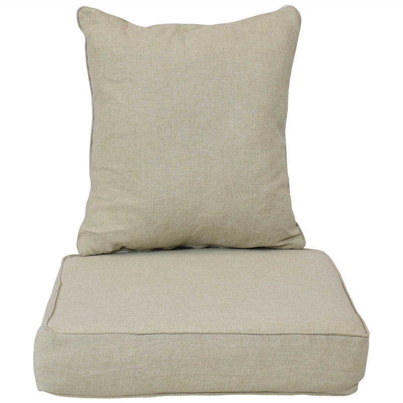Ensemble de coussin de siège et de dossier 24 "x 24" pour chaises d'extérieur - Beige, Beige