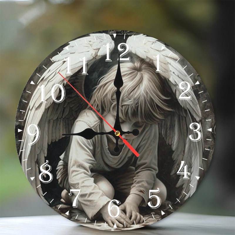 Horloge murale en bois 10 po, mouvement silencieux, à piles (piles AA non incluses), décor artistique, parfait pour les décorations