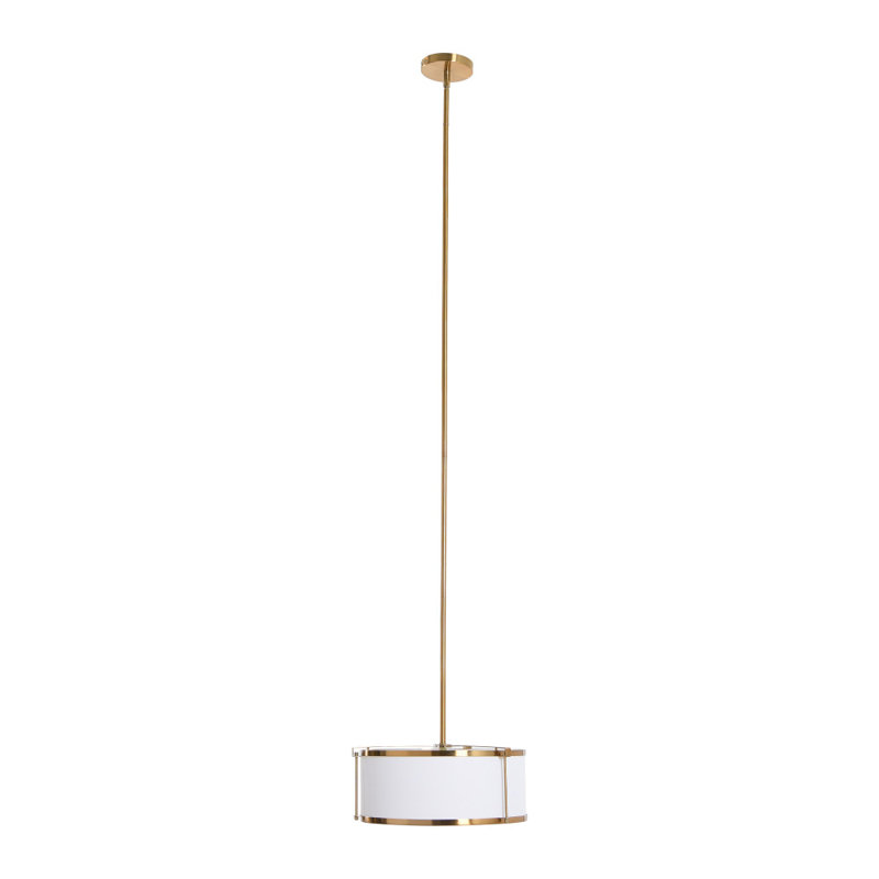 Metal Ceiling Light with Captured Linen Shade, Brushed Brass, White