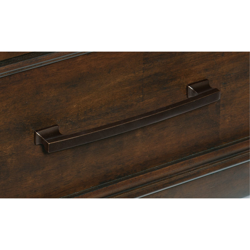 Table de chevet classique à finition brune de 1 pièce avec 3 tiroirs en placage de manguier