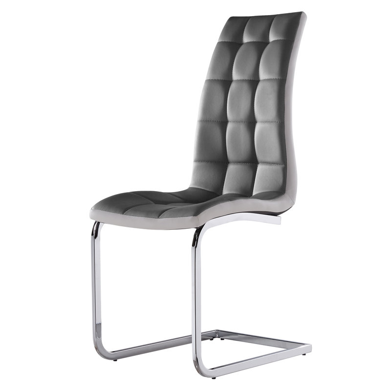 Chaise de salle à manger rembourrée Witherspo, Gris / blanc